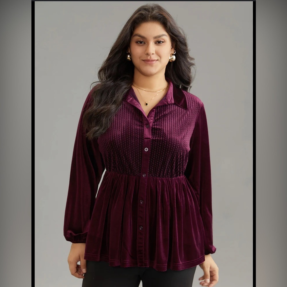 Bloomchic Velvet Burgundy Blouse